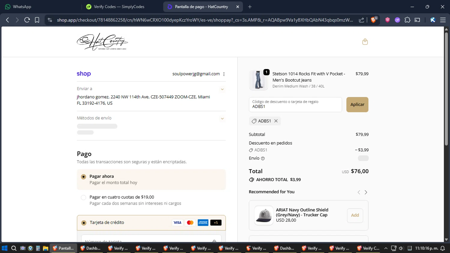 Hatcountry checkout page showing Hatcountry coupon code box | Screenshot taken by SimplyCodes community member on Dec 28, 2025