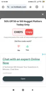 Hat Creek Burger coupon verification screenshot