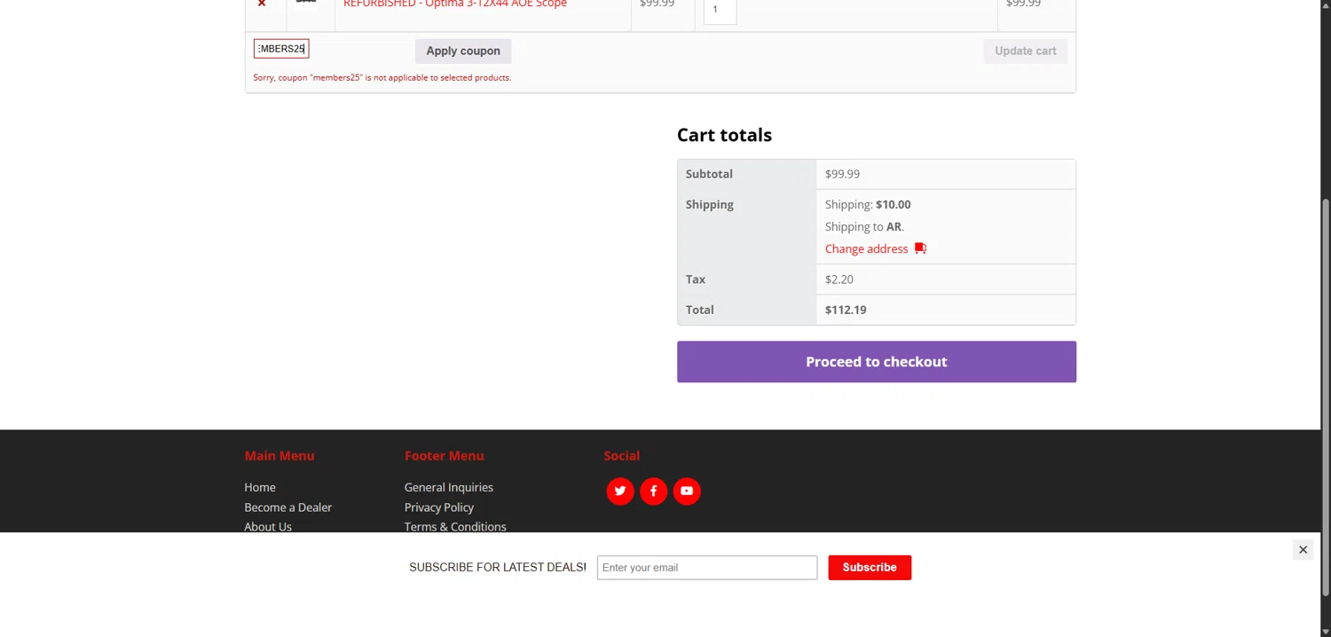HatsanUSA coupon code screenshot showing code MEMBERS25 applied at HatsanUSA checkout page. Uploaded by SimplyCodes community member SavvyLion5780 on Dec 28, 2025