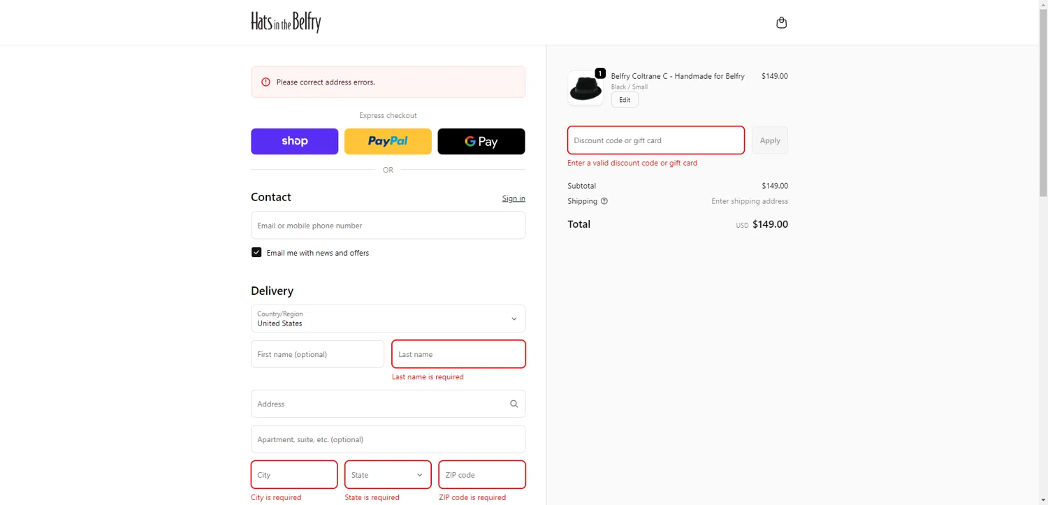 Hats in the Belfry discount code screenshot showing code BELFRY20 applied at Hats in the Belfry checkout page. Uploaded by SimplyCodes community member PennyRanger8219 on Dec 5, 2025