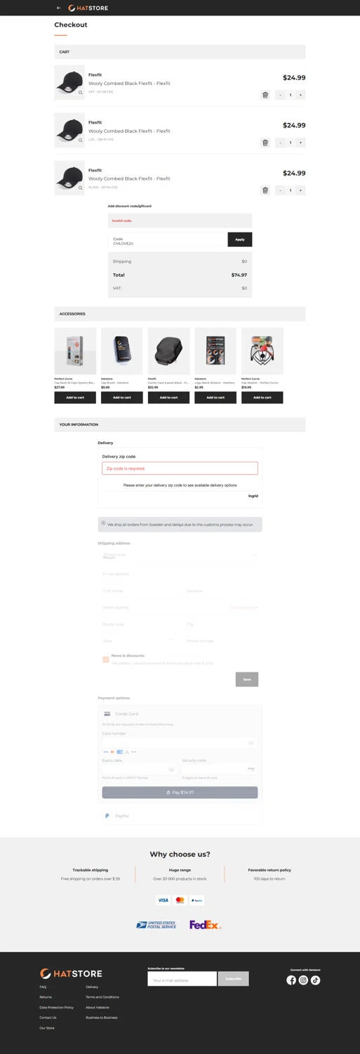 Hat Store World promo code screenshot showing code CMLOVE24 applied at Hat Store World checkout page. Uploaded by SimplyCodes community member Myrulesmagazine23 on Mar 6, 2025