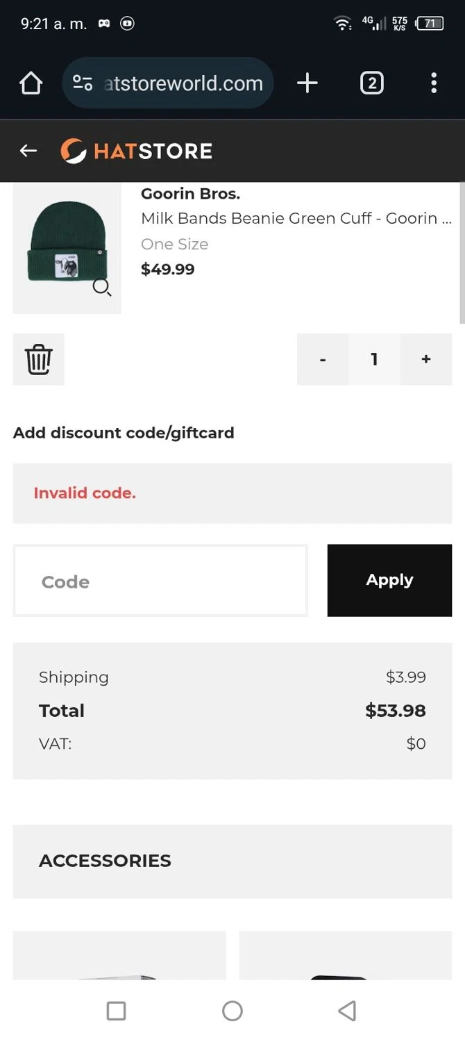 Hat Store World promo code screenshot showing code love24 applied at Hat Store World checkout page. Uploaded by SimplyCodes community member billgates0997923425561 on Mar 25, 2025