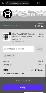 JWW5 coupon verification screenshot