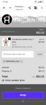 MEMORIAL2026 coupon verification screenshot