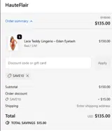 SAVE10 coupon verification screenshot