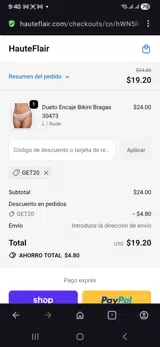 Get20 coupon verification screenshot