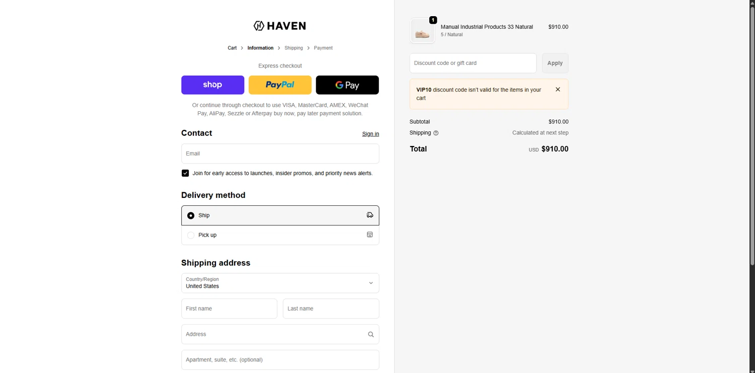 Haven Shop Promo Codes - 10% Off (1 Verified) Jan 2026
