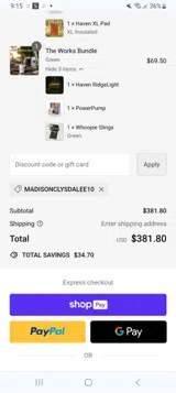 MADISONCLYSDALEE10 coupon verification screenshot