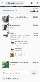 JACKSPEARO10 coupon verification screenshot
