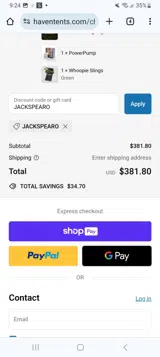 JACKSPEARO coupon verification screenshot