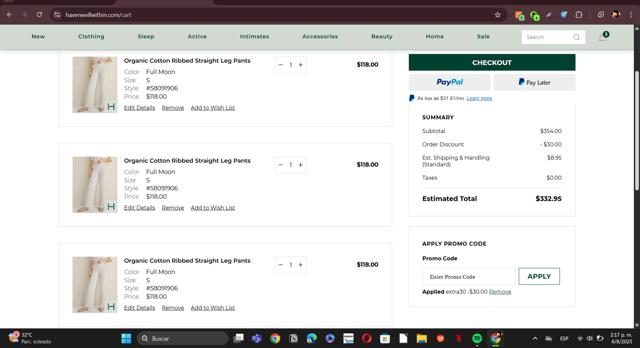 Haven Well Within checkout page showing Haven Well Within promo code box | Screenshot taken by SimplyCodes community member on Aug 6, 2025