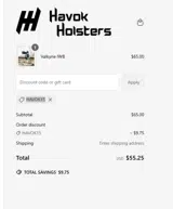 Havok Holsters coupon verification screenshot