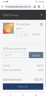 SALE10 coupon verification screenshot