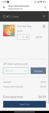 NIDU10 coupon verification screenshot
