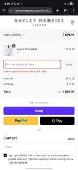 carnival20 coupon verification screenshot
