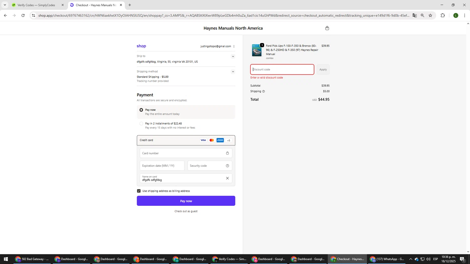 Haynes coupon code screenshot showing code EXCLUSIVE applied at Haynes checkout page. Uploaded by SimplyCodes community member DUCATI on Dec 19, 2025
