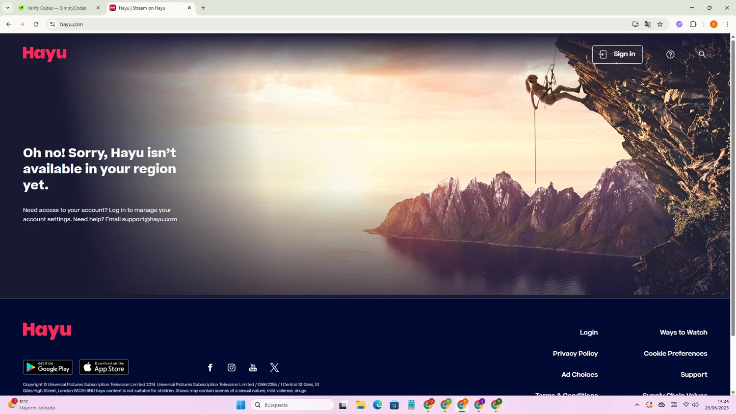 hayu promo code screenshot showing code 25OFFYEARLY applied at hayu checkout page. Uploaded by SimplyCodes community member Dayana21 on Jun 29, 2025