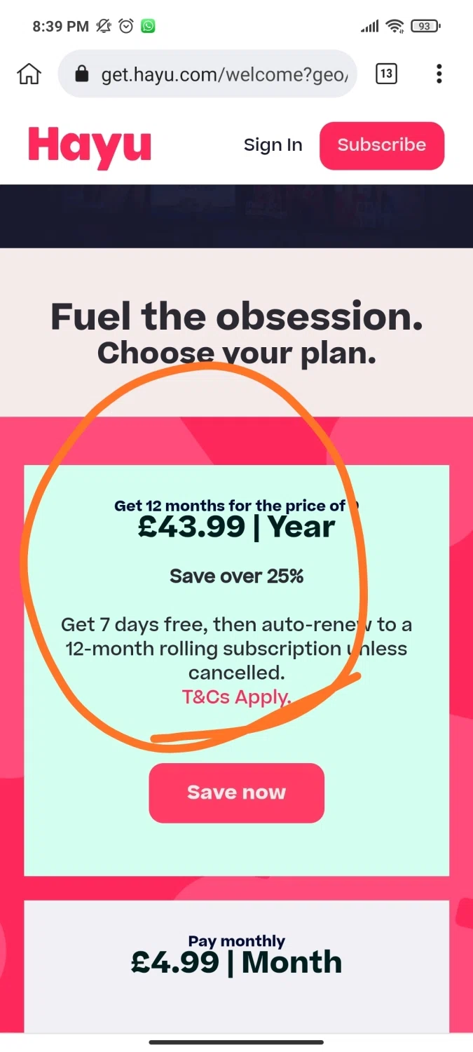 hayu checkout page showing hayu promo code box | Screenshot taken by SimplyCodes community member on Jun 5, 2023