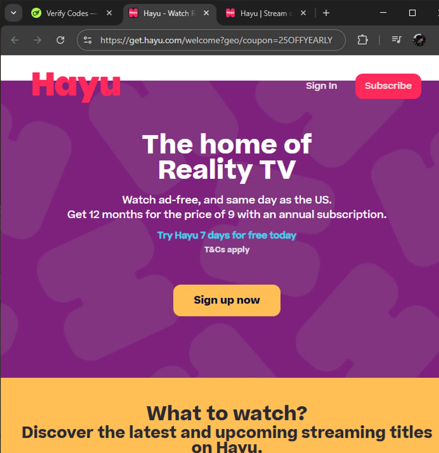 hayu checkout page showing hayu promo code box | Screenshot taken by SimplyCodes community member on Feb 7, 2025
