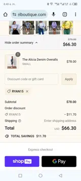 Hazel Boutique coupon verification screenshot