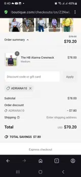 Hazel Boutique coupon verification screenshot