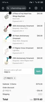 FREE15 coupon verification screenshot