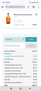 2STARS5 coupon verification screenshot