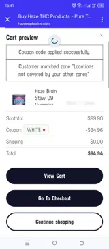 Haze Store coupon verification screenshot