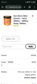 Haze Store coupon verification screenshot