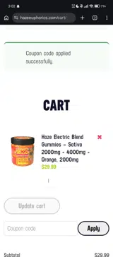 Haze Store coupon verification screenshot