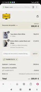 Thankyou10 coupon verification screenshot