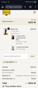 Welcome10 coupon verification screenshot