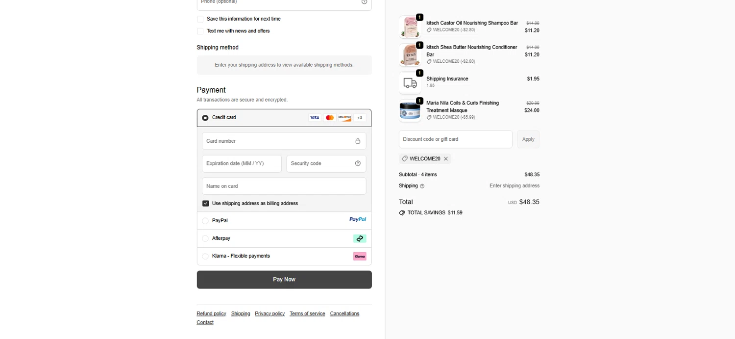 HB Beauty Bar promo code screenshot showing code welcome20 applied at HB Beauty Bar checkout page. Uploaded by SimplyCodes community member pradenest_e8ec on Sep 23, 2025