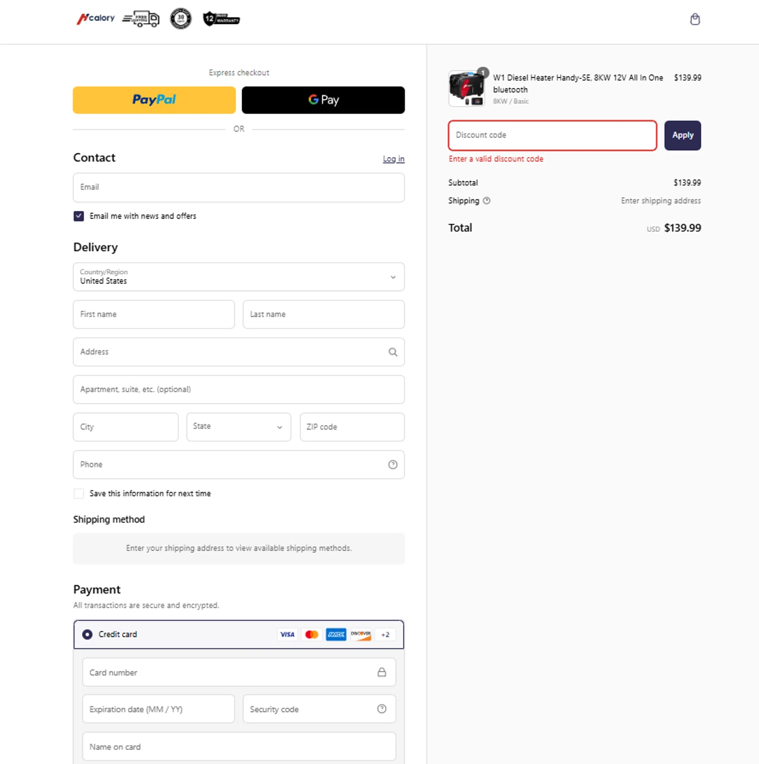 Hcalory discount code screenshot showing code AFF10 applied at Hcalory checkout page. Uploaded by SimplyCodes community member ElonMusk on Mar 6, 2025