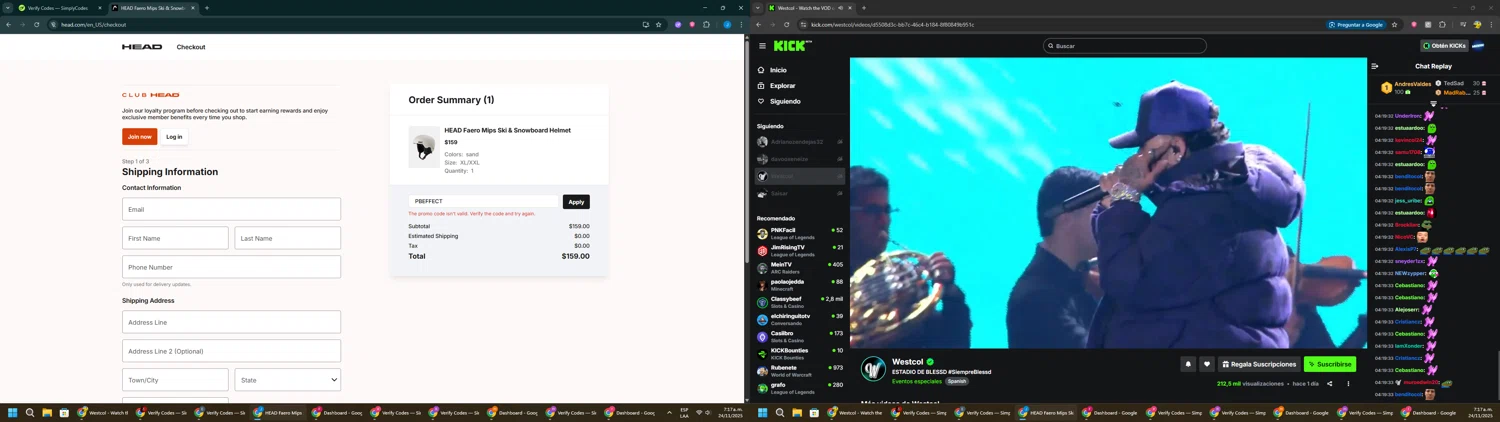 HEAD discount code screenshot showing code PBEFFECT applied at HEAD checkout page. Uploaded by SimplyCodes community member BargainGuardian280 on Nov 24, 2025