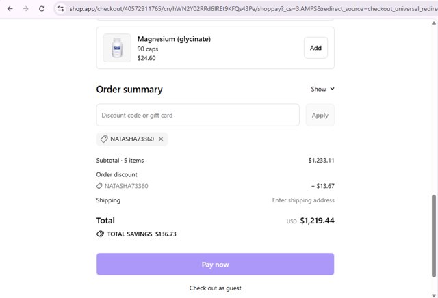healf checkout page showing healf discount code box | Screenshot taken by SimplyCodes community member on Sep 3, 2025