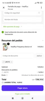 Healflux coupon verification screenshot