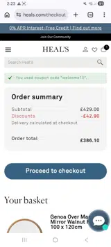 welcome10 coupon verification screenshot