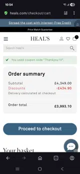Thankyou10 coupon verification screenshot