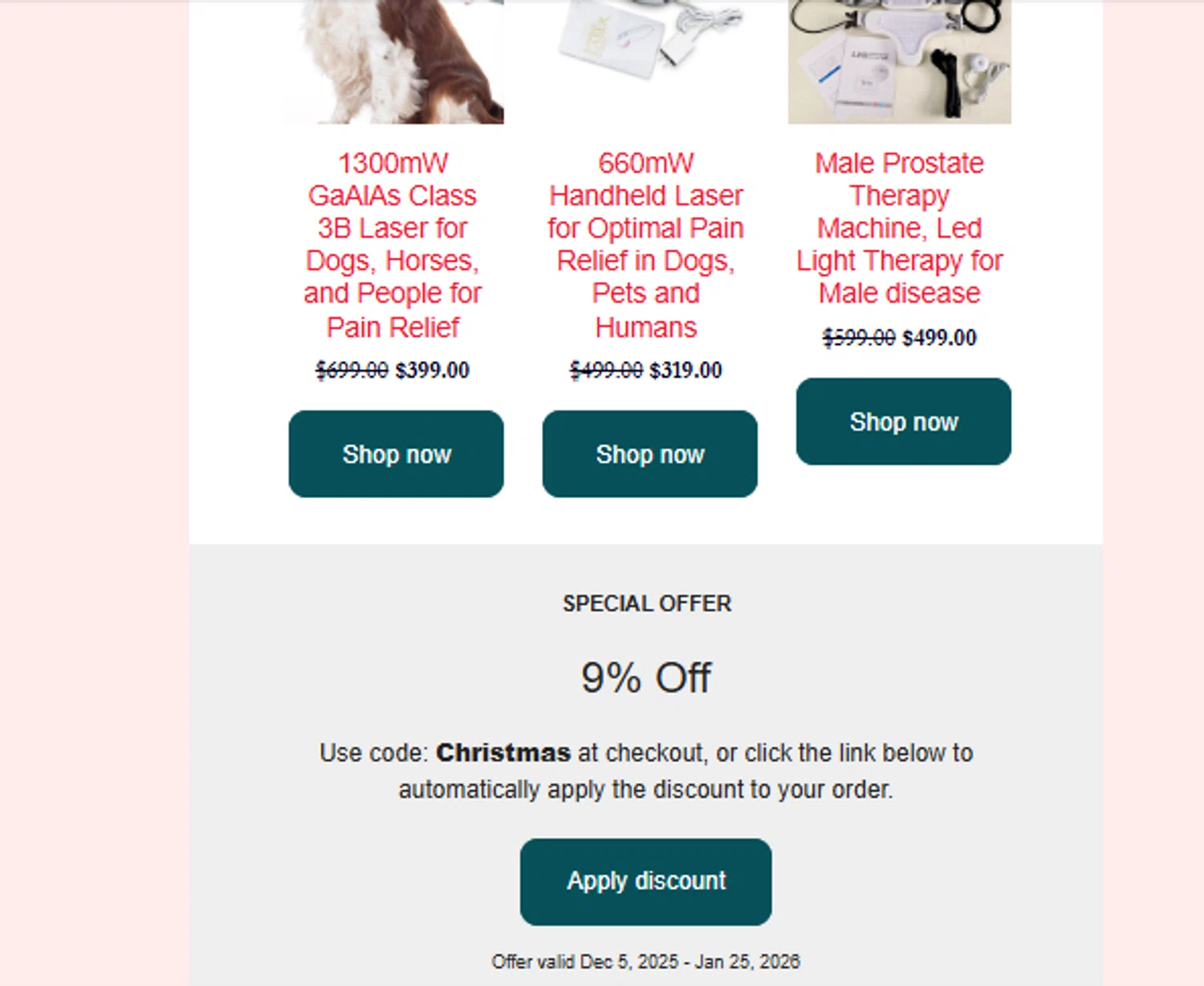 Domer Laser promo code screenshot showing code Christmas applied at Domer Laser checkout page. Uploaded by SimplyCodes community member ______________ on Dec 5, 2025