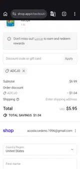 ADCJO coupon verification screenshot