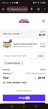 SAMPLERPACK coupon verification screenshot