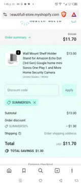 SUMMER50% coupon verification screenshot