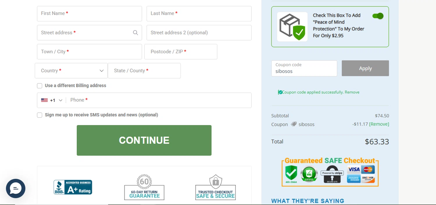 Healthy Gut Company promo code screenshot showing code sibosos applied at Healthy Gut Company checkout page. Uploaded by SimplyCodes community member juanisaac on Oct 3, 2025