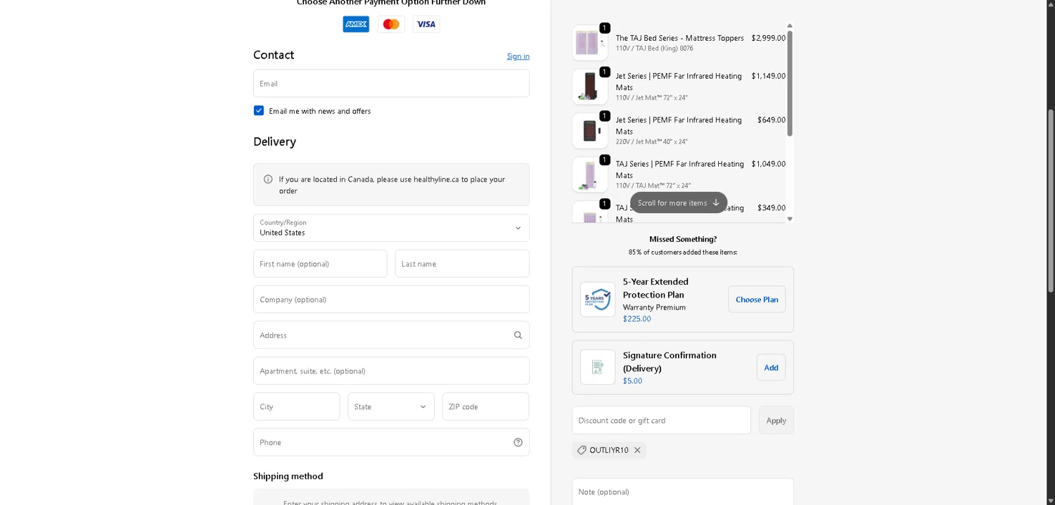 Healthy Line checkout page showing Healthy Line coupon code box | Screenshot taken by SimplyCodes community member on Feb 5, 2026