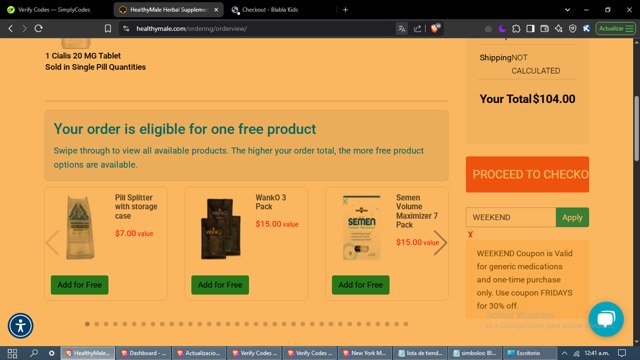 HealthyMale checkout page showing HealthyMale coupon code box | Screenshot taken by SimplyCodes community member on Apr 26, 2025