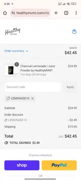 Lemonade10 coupon verification screenshot