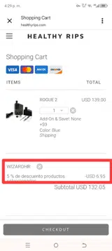 Healthy Rips coupon verification screenshot