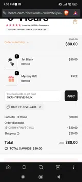 OKRH-YPNVE-74UX coupon verification screenshot
