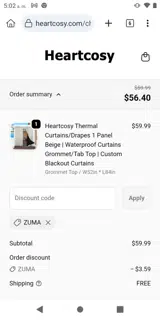 zuma coupon verification screenshot